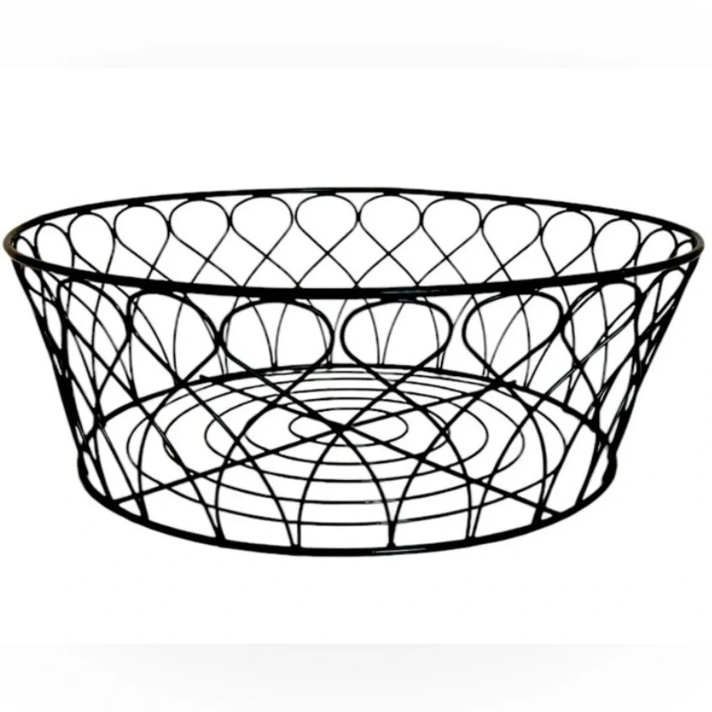 Decorative Black Iron Round Basket Perfect as an Accent for any Room.